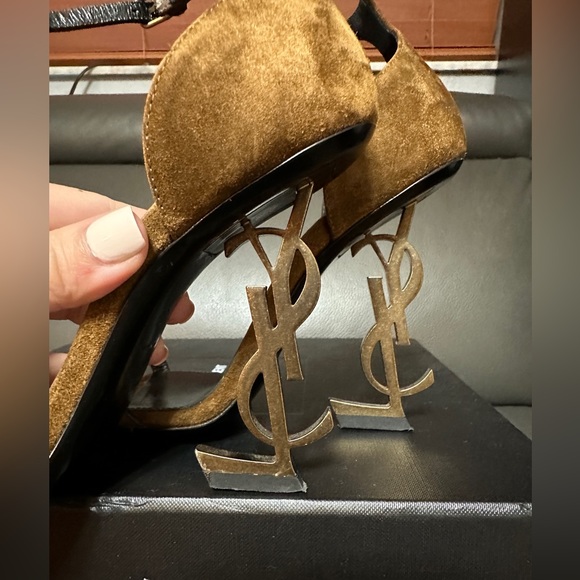 SAINT LAURENT SUEDE BROWN OPYUM HEELS - Picture 4 of 12